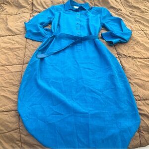 Vintage Schrader Sport Vibrant Blue Belted Shirt Dress Size 14